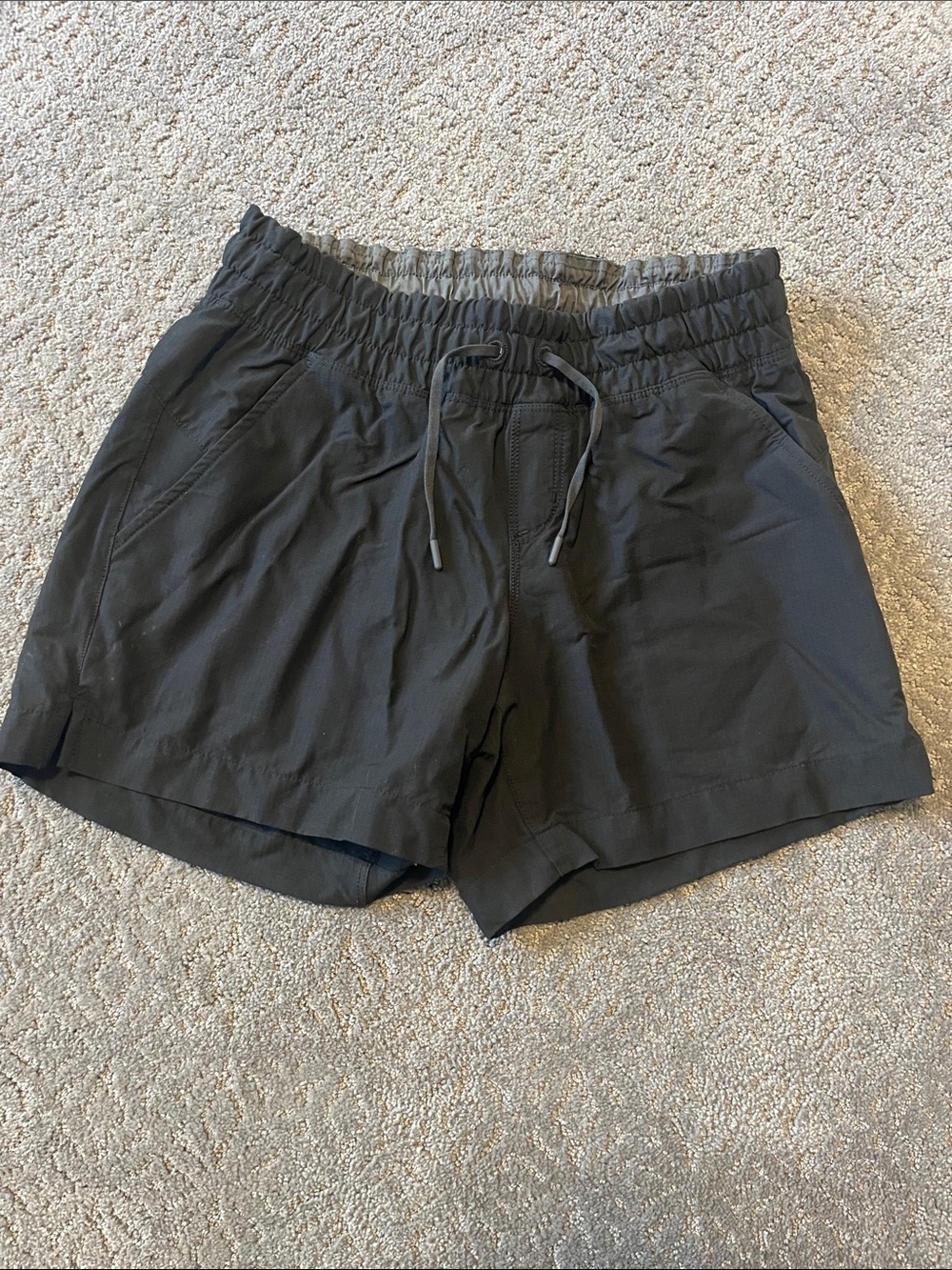Women's Black Athletic Drawstring Shorts with Elastic Waist